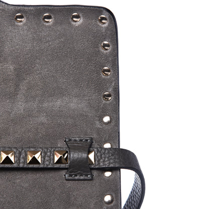 Valentino Garavani Pebbled Calfskin Medium Rockstud Flip Lock Crossbody Bag Graphite 9 of 9