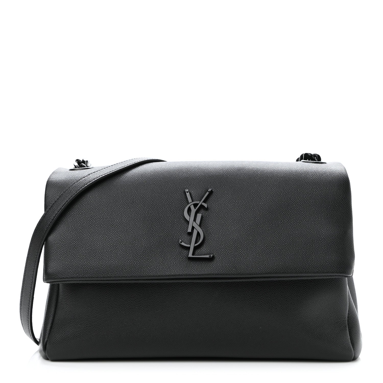 Saint Laurent Grain De Poudre Medium West Hollywood Monogram Fold-Over Black 1 of 11