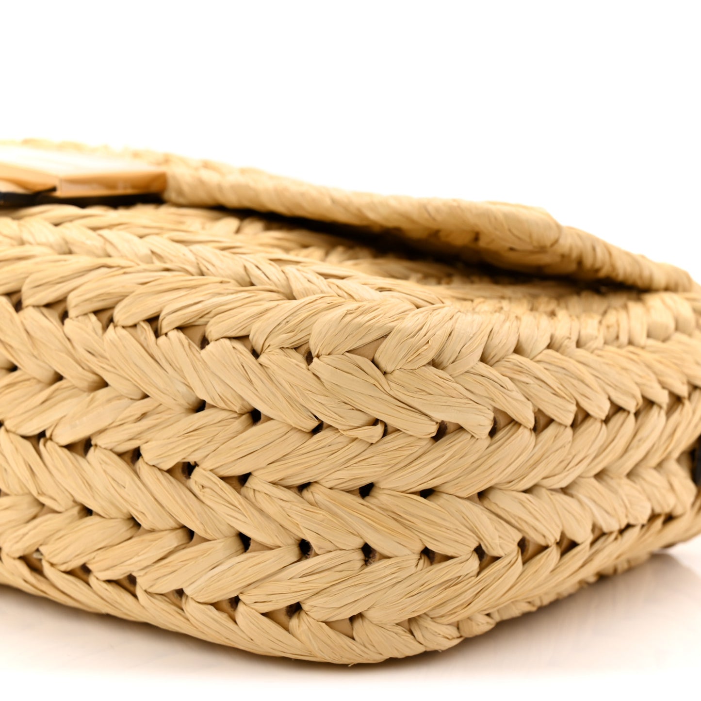 Paglia Vitello Grace FF Woven Baguette