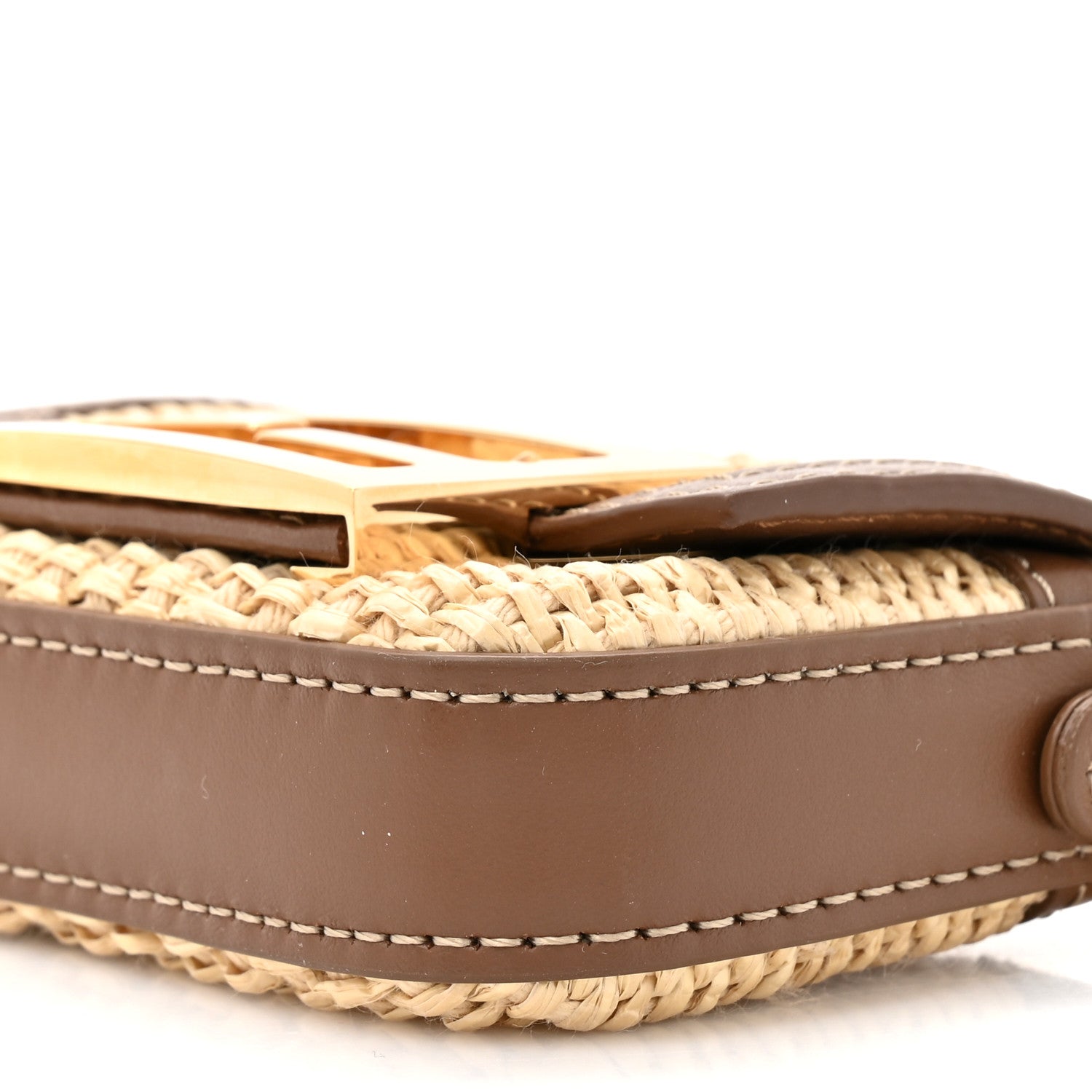 Fendi Macrame Crochet Vitello Grace Nano Maxi Buckle Baguette Charm Natural Gianduia 16 of 17