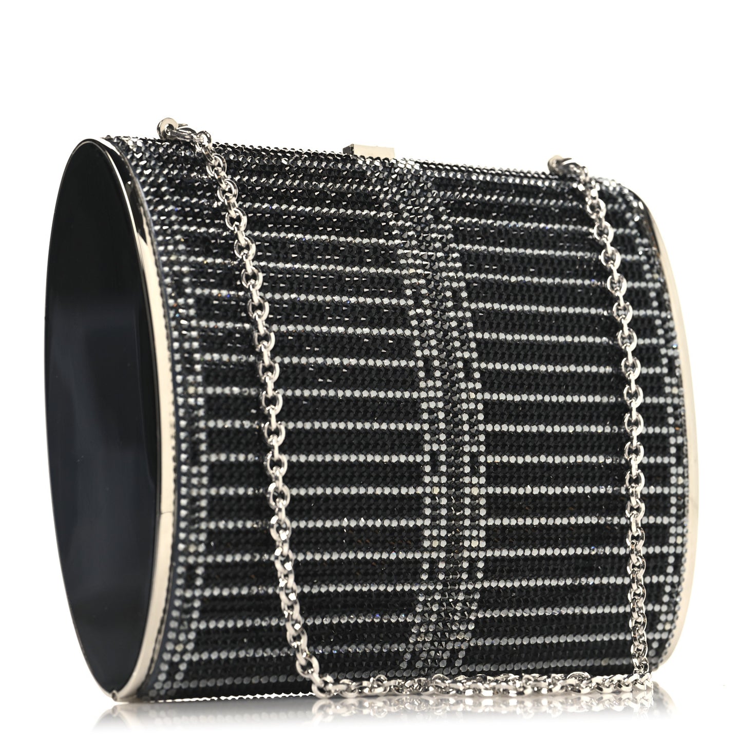 Swarovski Crystal Minaudiere Clutch Black Silver