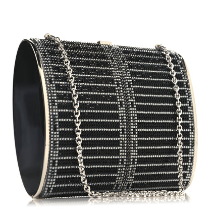 Judith Leiber Swarovski Crystal Minaudiere Clutch Black Silver 3 of 10