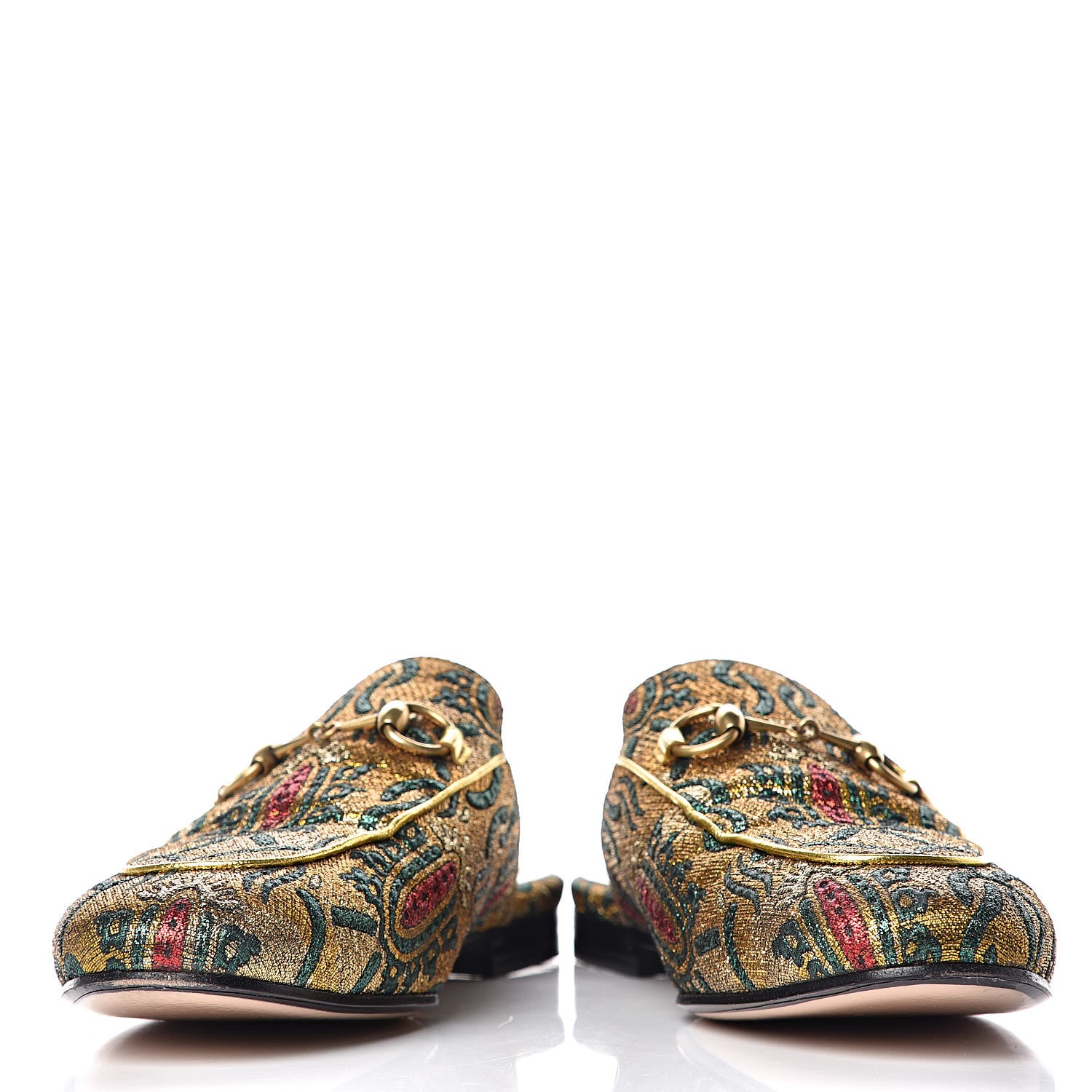 Gucci Iridescent Brocade Womens Princetown Slippers 36 Gold Multicolor 9 of 10