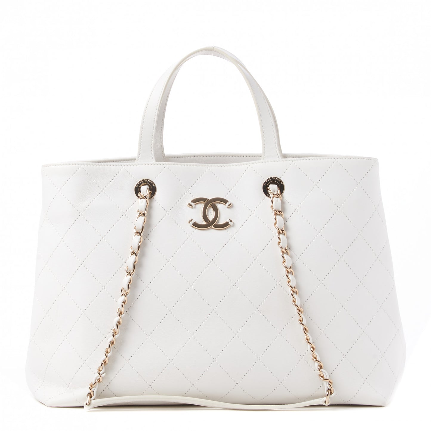 Calfskin Large Serial Shopper Tote White