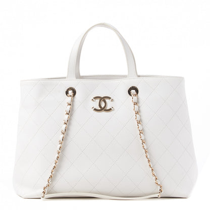 Chanel Calfskin Large Serial Shopper Tote White 1 of 9