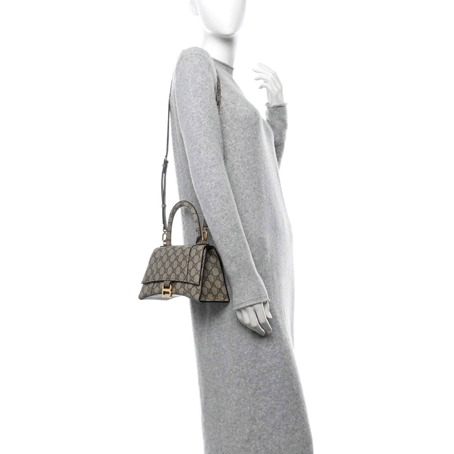 Balenciaga X GUCCI GG Supreme Monogram Small Hourglass Top Handle Bag Beige Ebony 2 of 10
