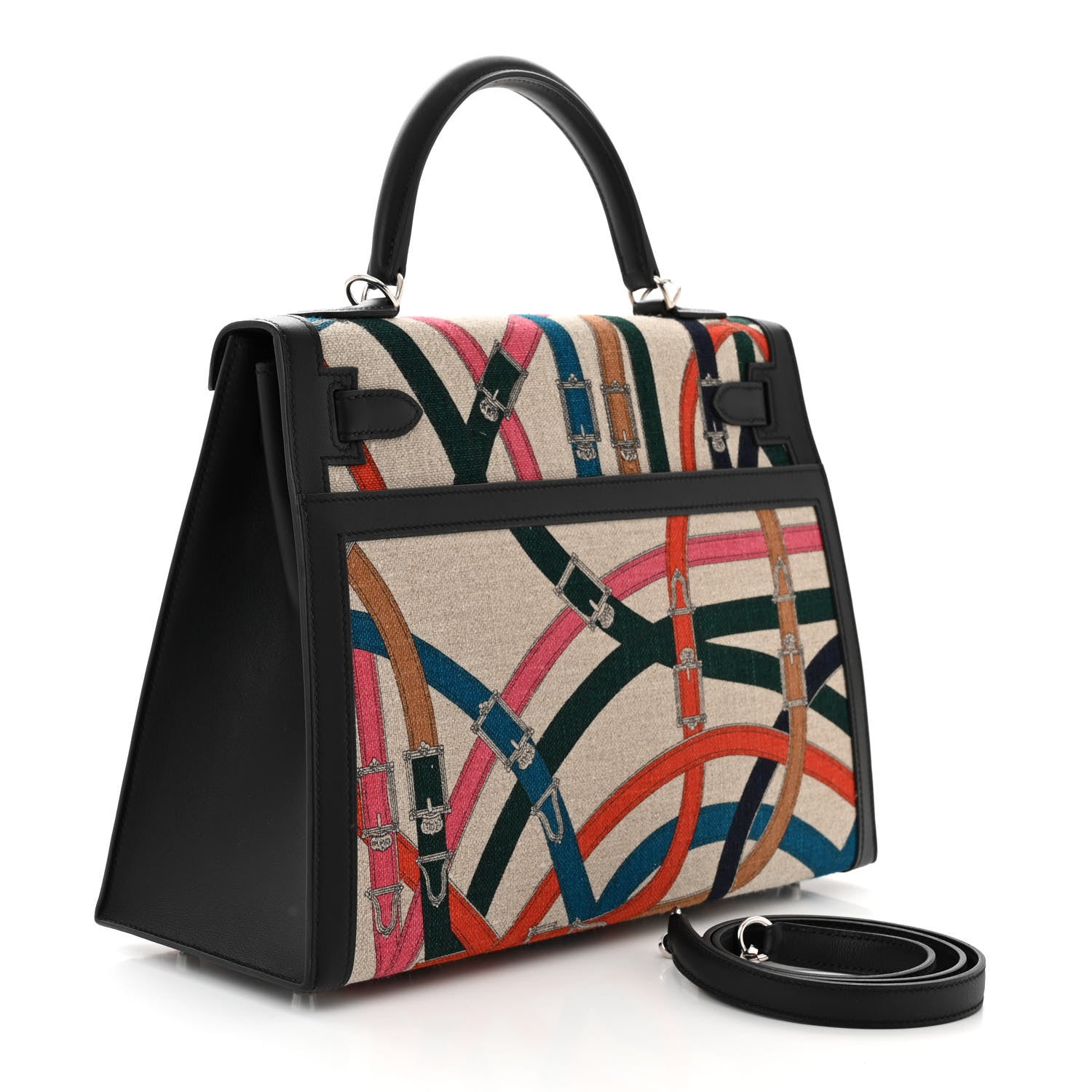 Hermes Swift Toile De Camp Cavalcadour Kelly Sellier 32 Black 3 of 10