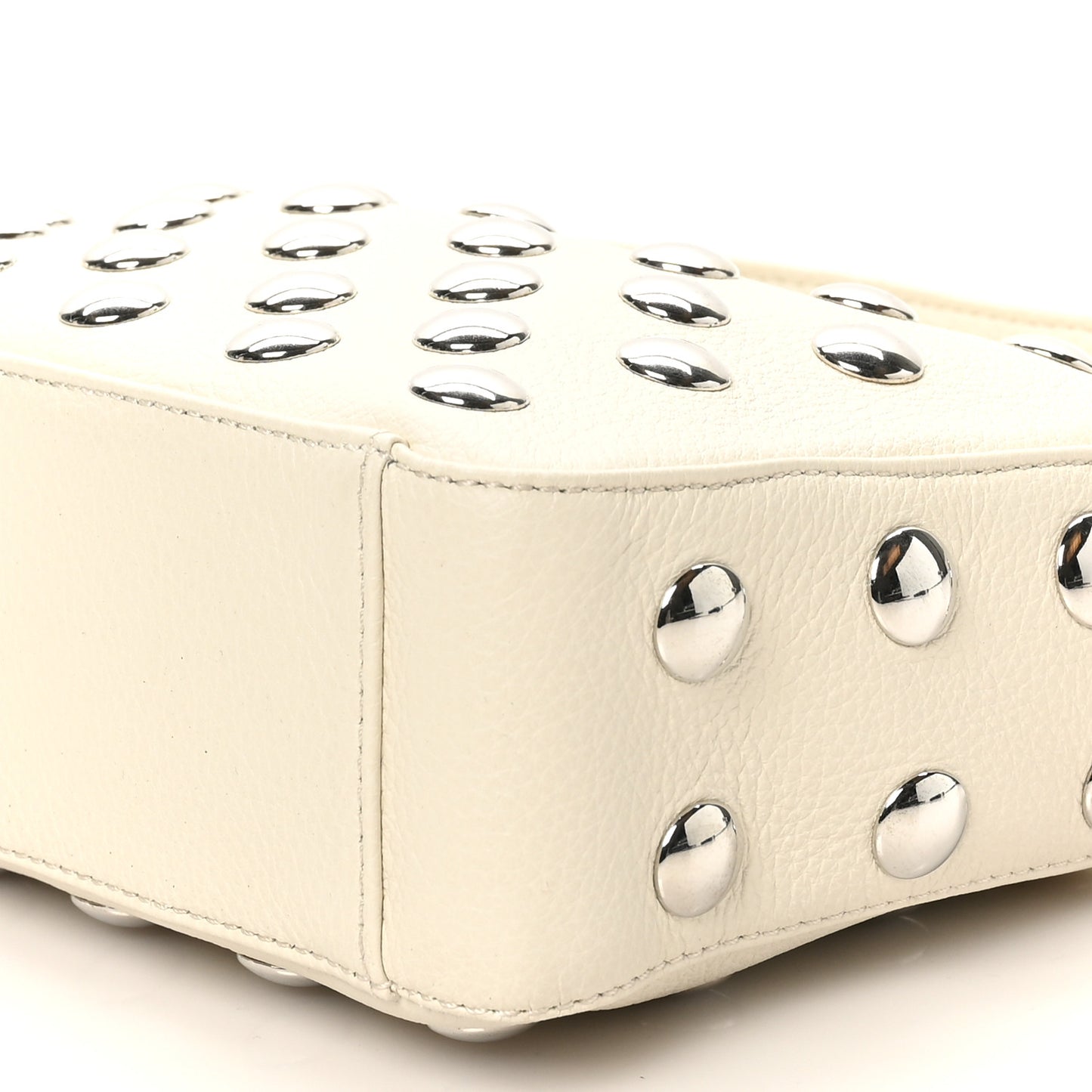 Pebbled Sport Calfskin Studded Small Elena White
