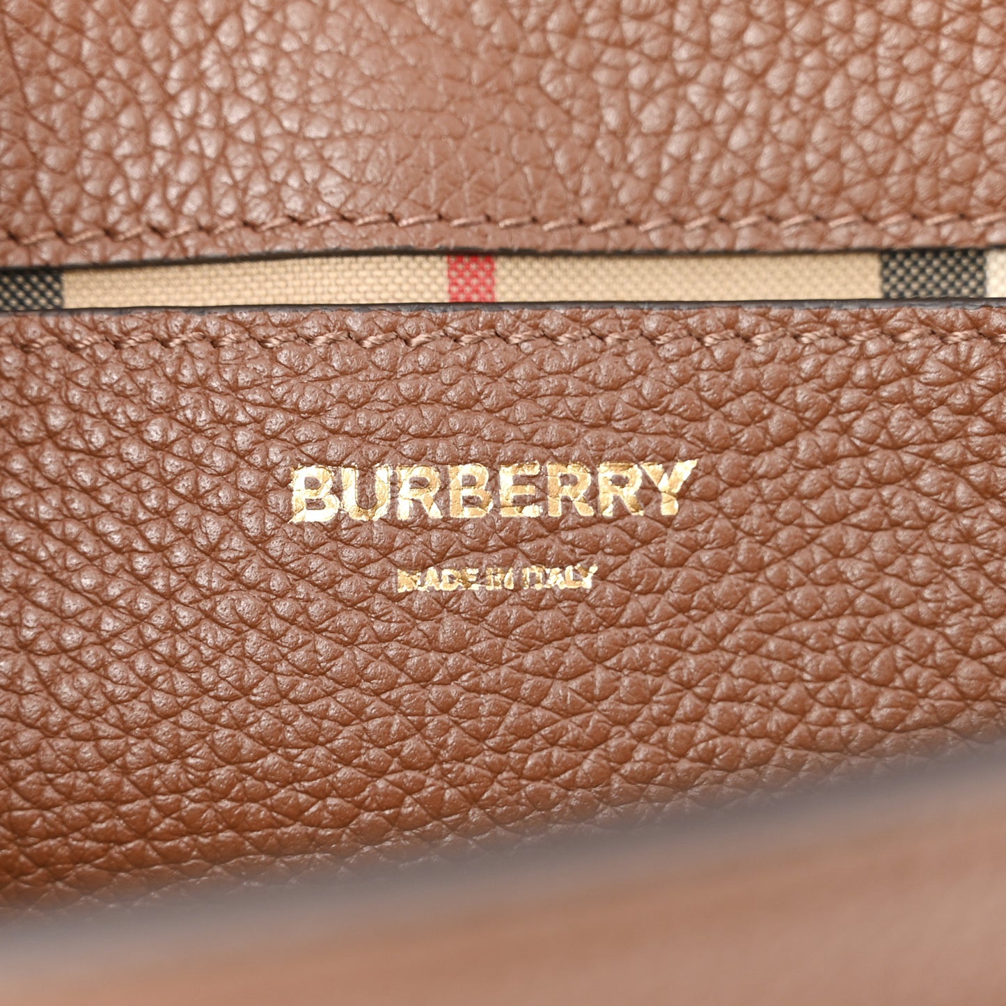 Grainy Calfskin Vintage Check Note Crossbody Bag Malt Brown