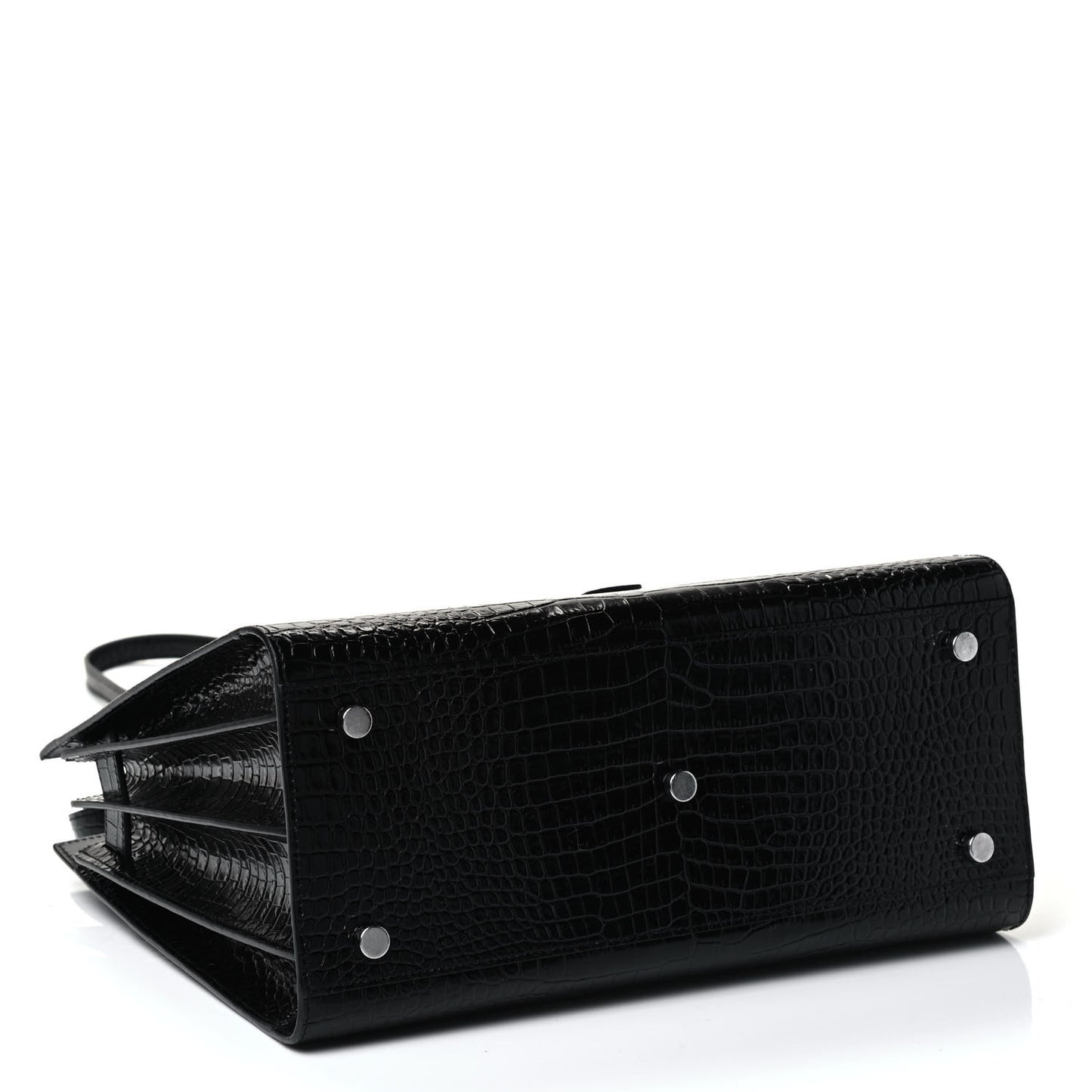 Calfskin Crocodile Embossed Small Sac de Jour Black