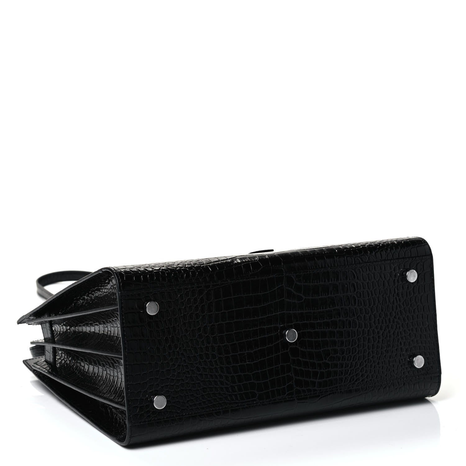 Saint Laurent Calfskin Crocodile Embossed Small Sac de Jour Black 3 of 4