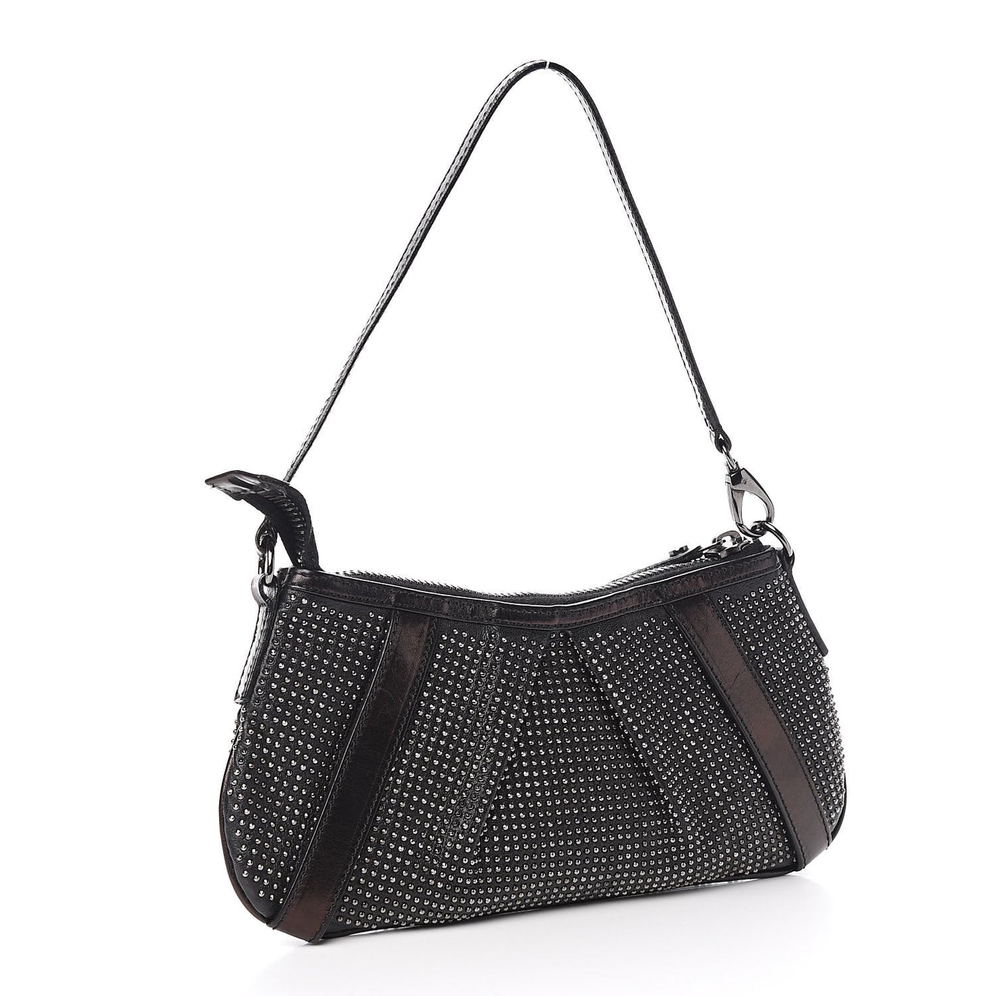 Calfskin Studded Shoulder Bag Black