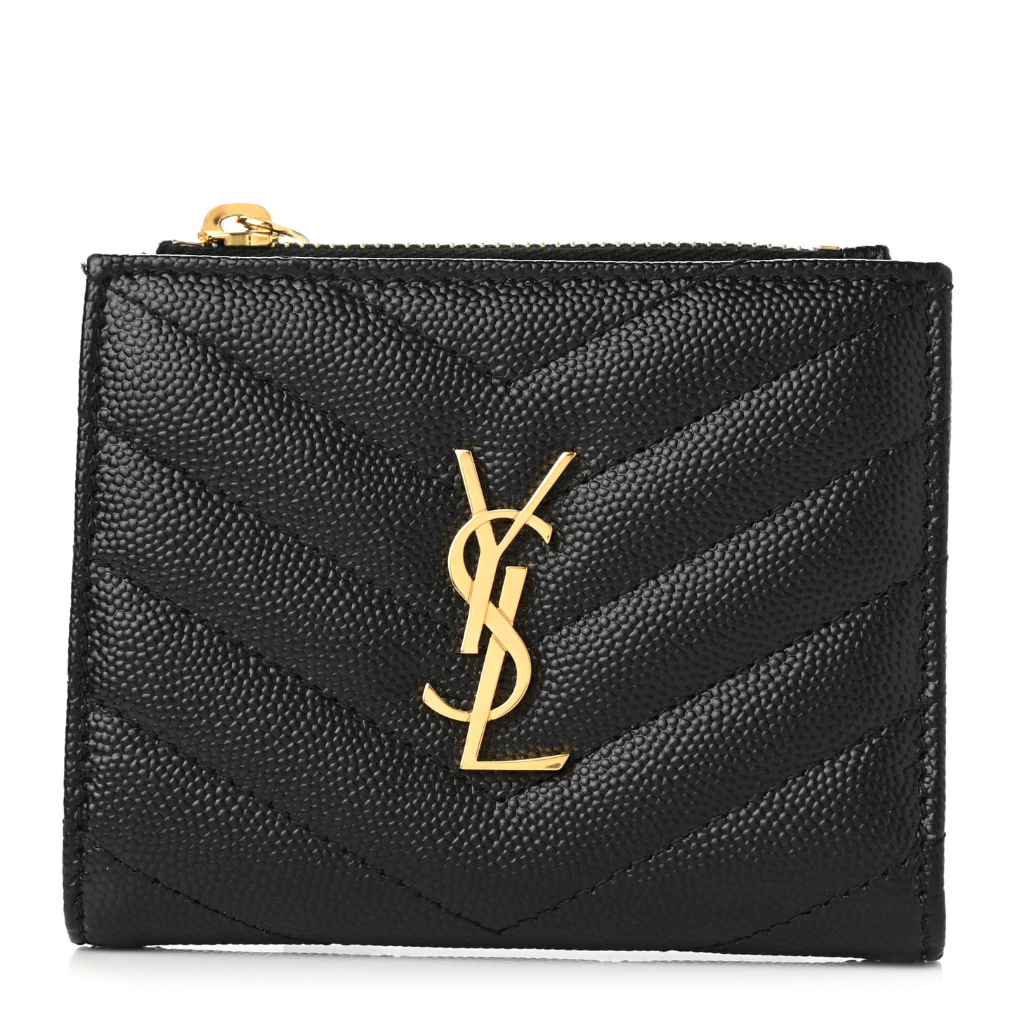 Grain De Poudre Matelasse Chevron Monogram Zipped Card Case Black