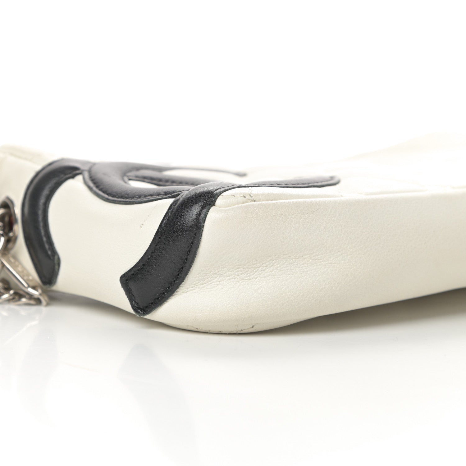 Chanel Calfskin Quilted Cambon Pochette White Black 9 of 12