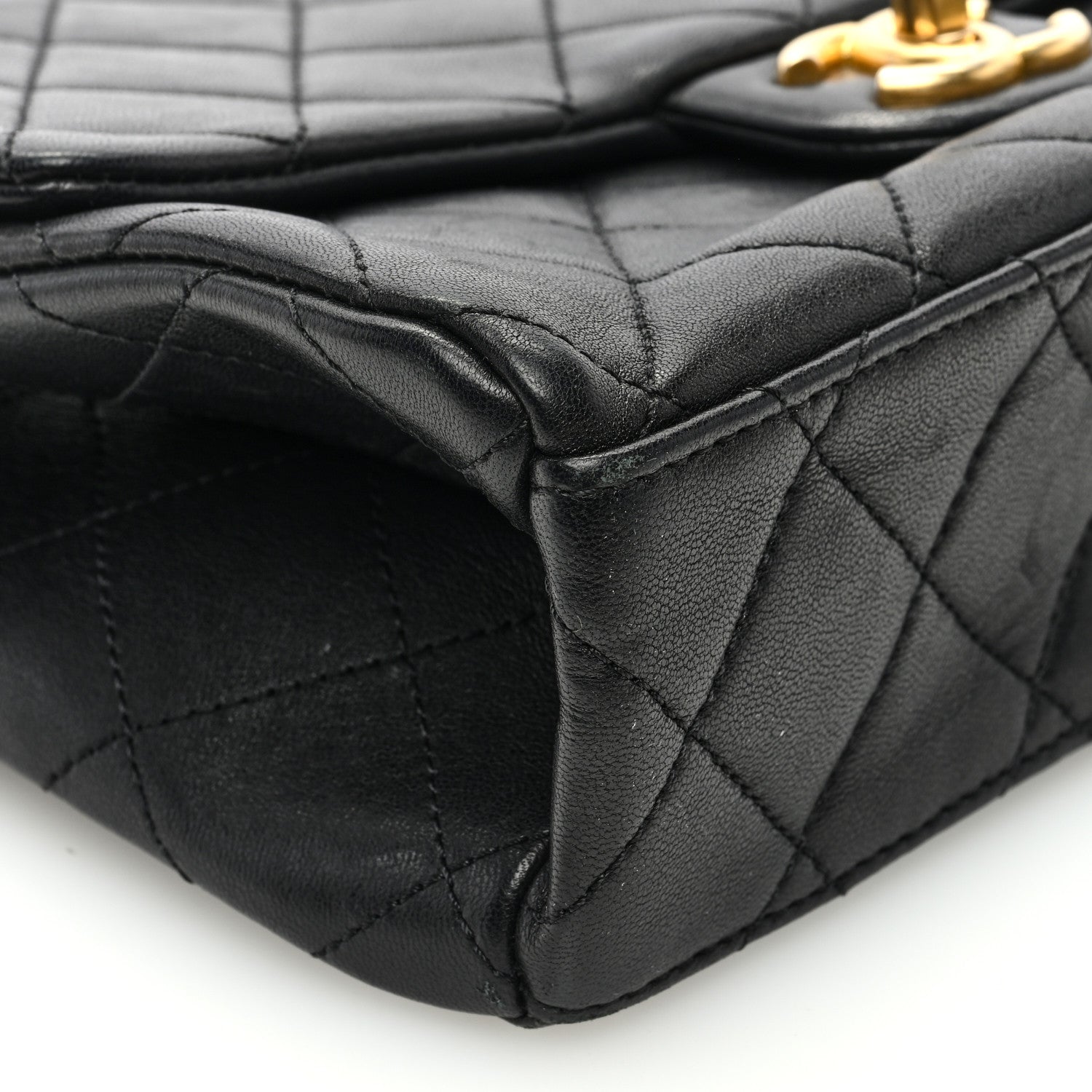 Chanel Lambskin Quilted Chaine Lettre Square Flap Black 9 of 10