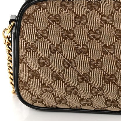 Gucci Monogram Matelasse Diagonal Small GG Marmont Chain Shoulder Bag Beige Black 14 of 15