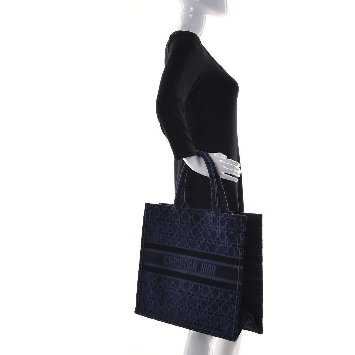 Velvet Cannage Large Book Tote Navy Blue