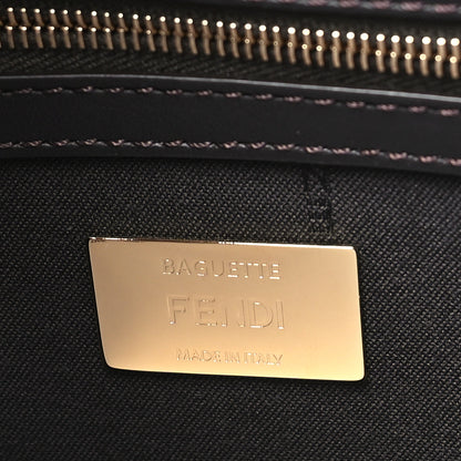 Fendi Fabric Jacquard Paillettes Vitello Seta FF Baguette Testa di Moro Real Ebano 6 of 10