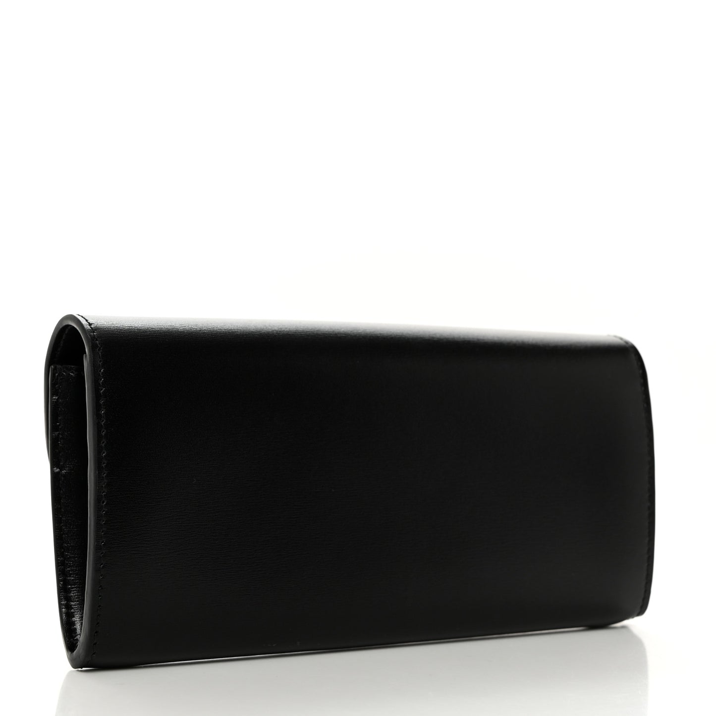 Shiny Calfskin Long Triomphe Wallet Black