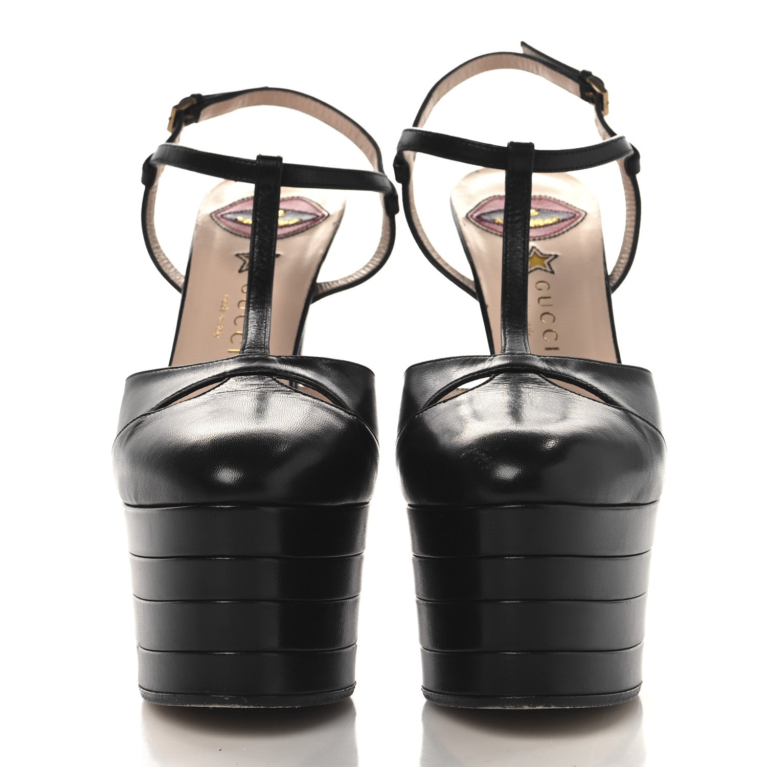 Gucci Malaga Kid T Strap Platform Pumps 38 Black 3 of 10