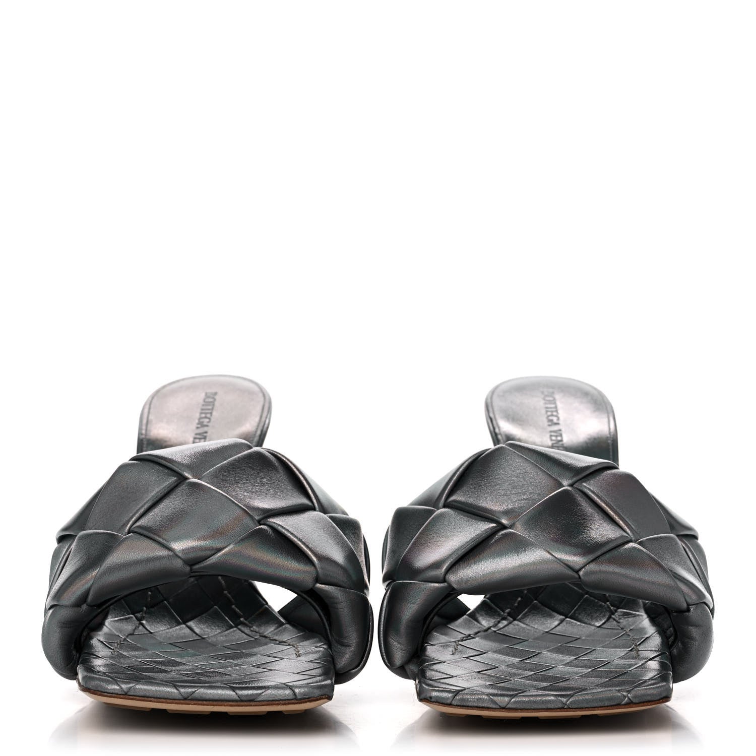 Bottega Veneta Laser Nappa Maxi Intrecciato Lido 90mm Mule Sandals 39 Oyster 2 of 10