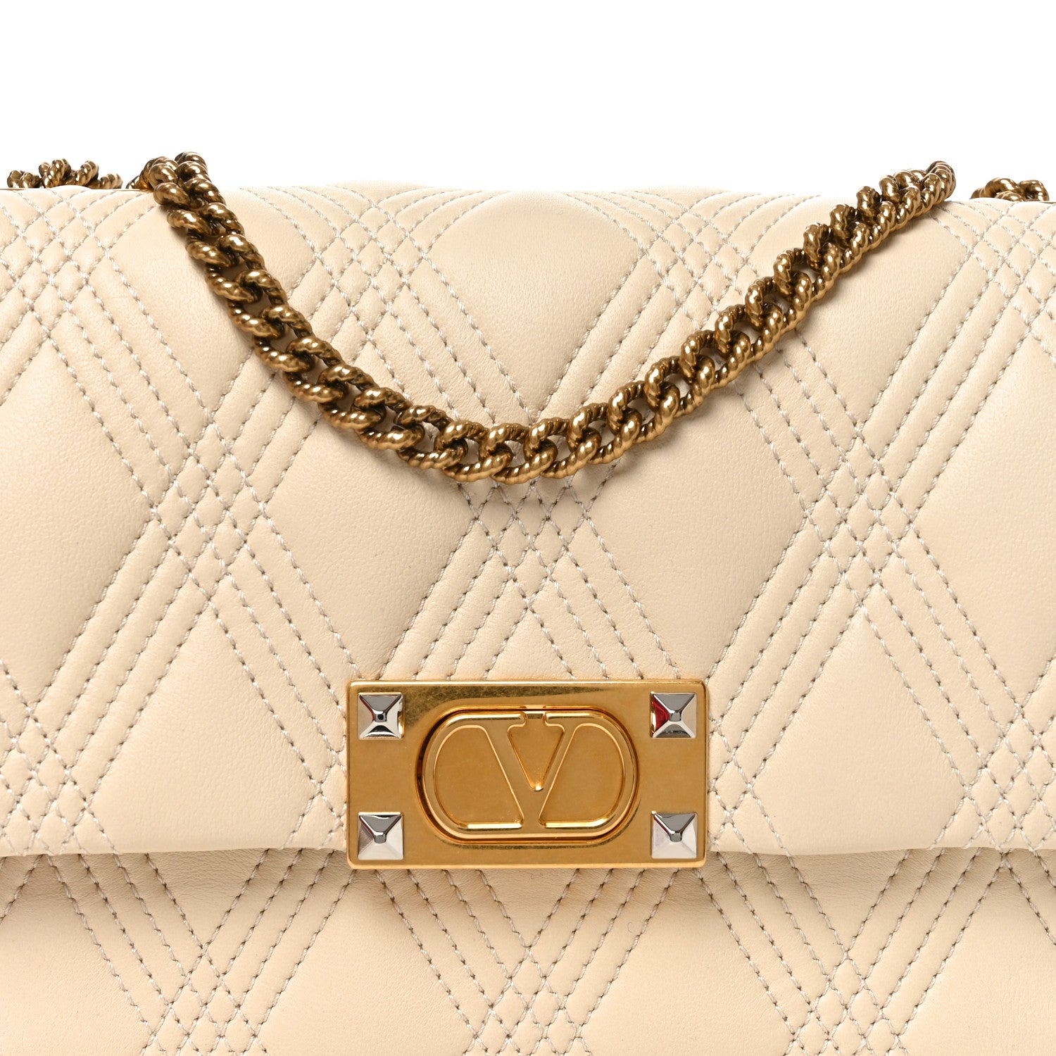 Valentino Garavani Nappa Quiltie 67 Medium Shoulder Bag Ivory 7 of 9