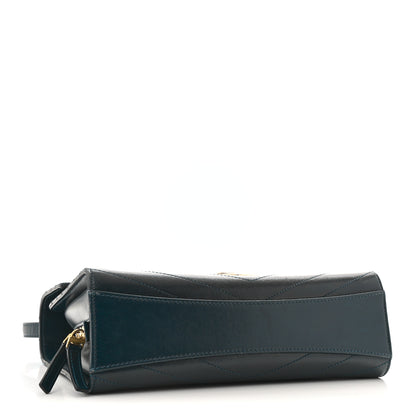 Chanel Calfskin Chevron Quilted Medal Flap Blue 4 of 16
