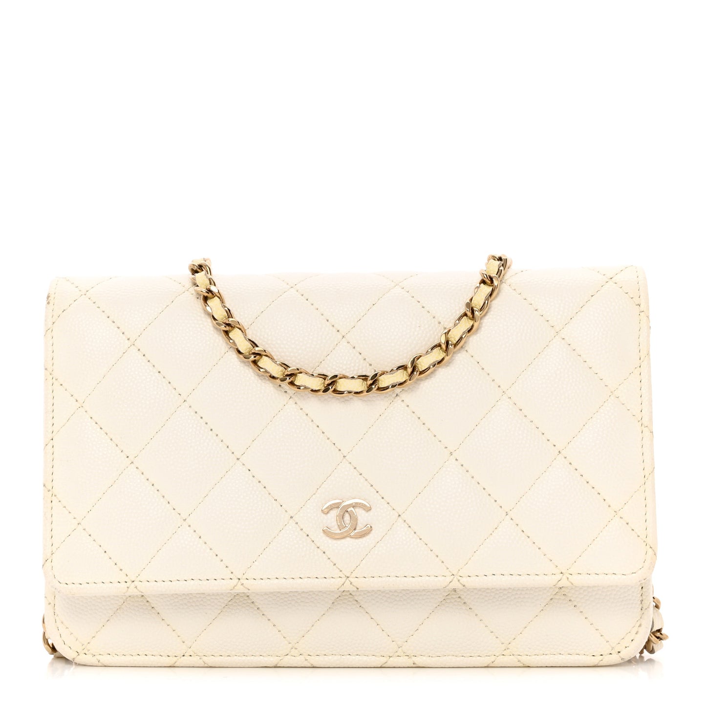 Caviar Quilted Wallet On Chain WOC White