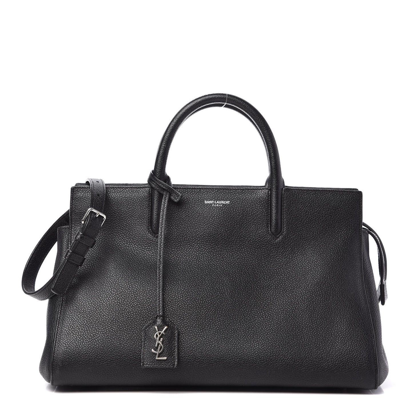 Grained Calfskin Small Cabas Rive Gauche Black
