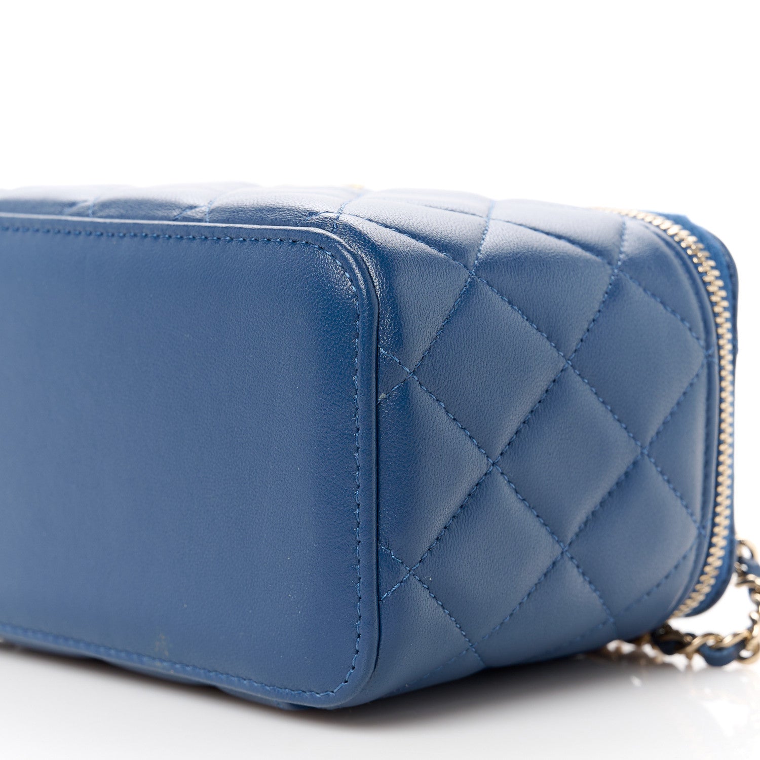 Chanel Lambskin Quilted Small Top Handle Vanity Case With Chain Dark Blue 11 of 11