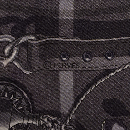 Hermes Silk C'Est La Fete Scarf 70 Gris Anthracite Gris Fonce 6 of 6