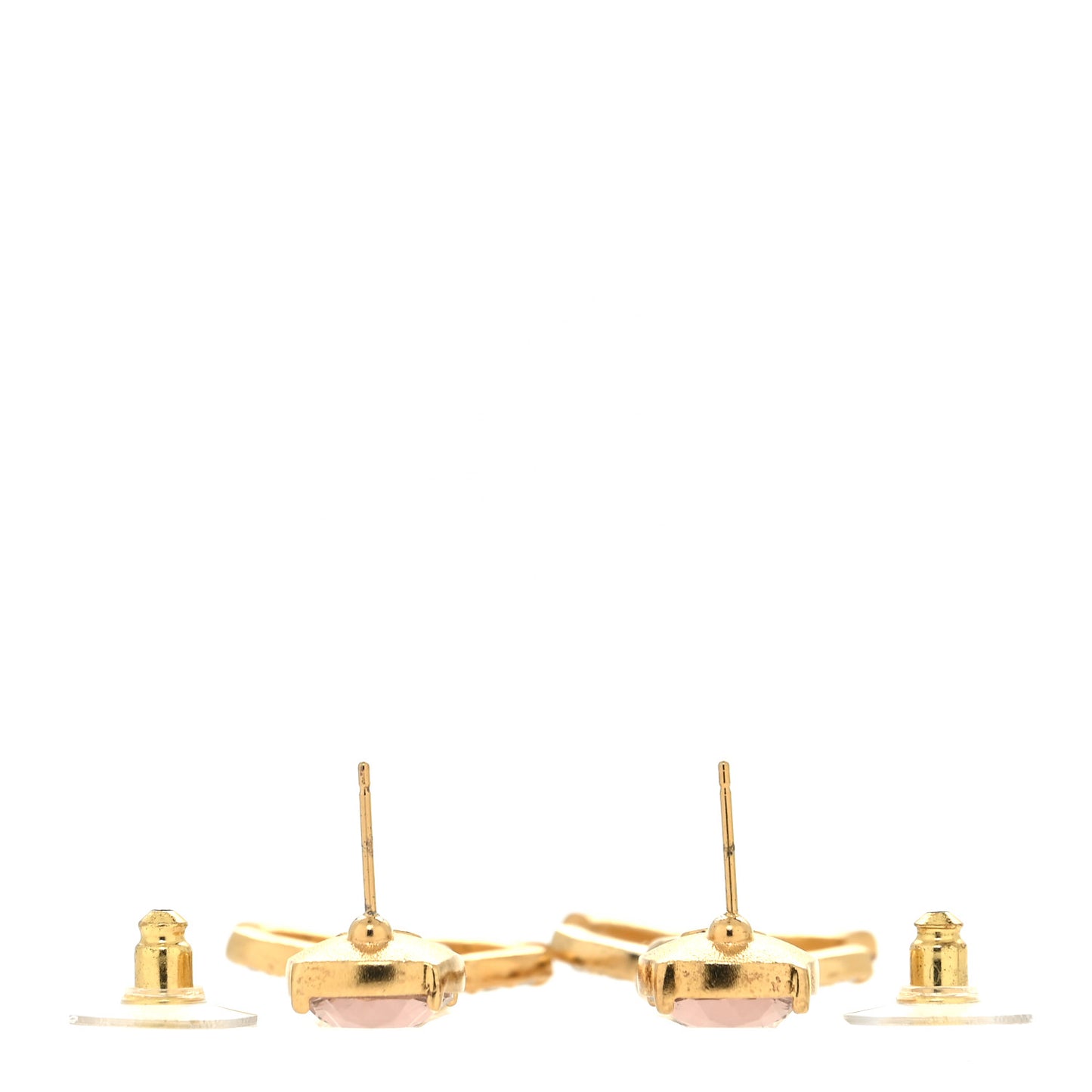 Glass Crystal CC Chain Drop Earrings Pink Gold