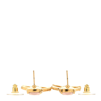 Chanel Glass Crystal CC Chain Drop Earrings Pink Gold 3 of 4