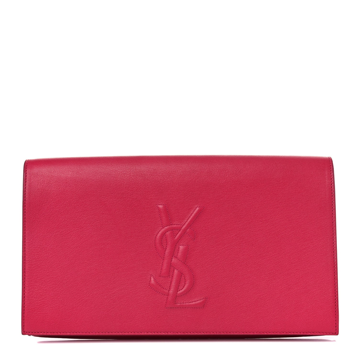 Saint Laurent Calfskin Monogram Large Belle De Jour Clutch Lipstick Fuchsia 1 of 9