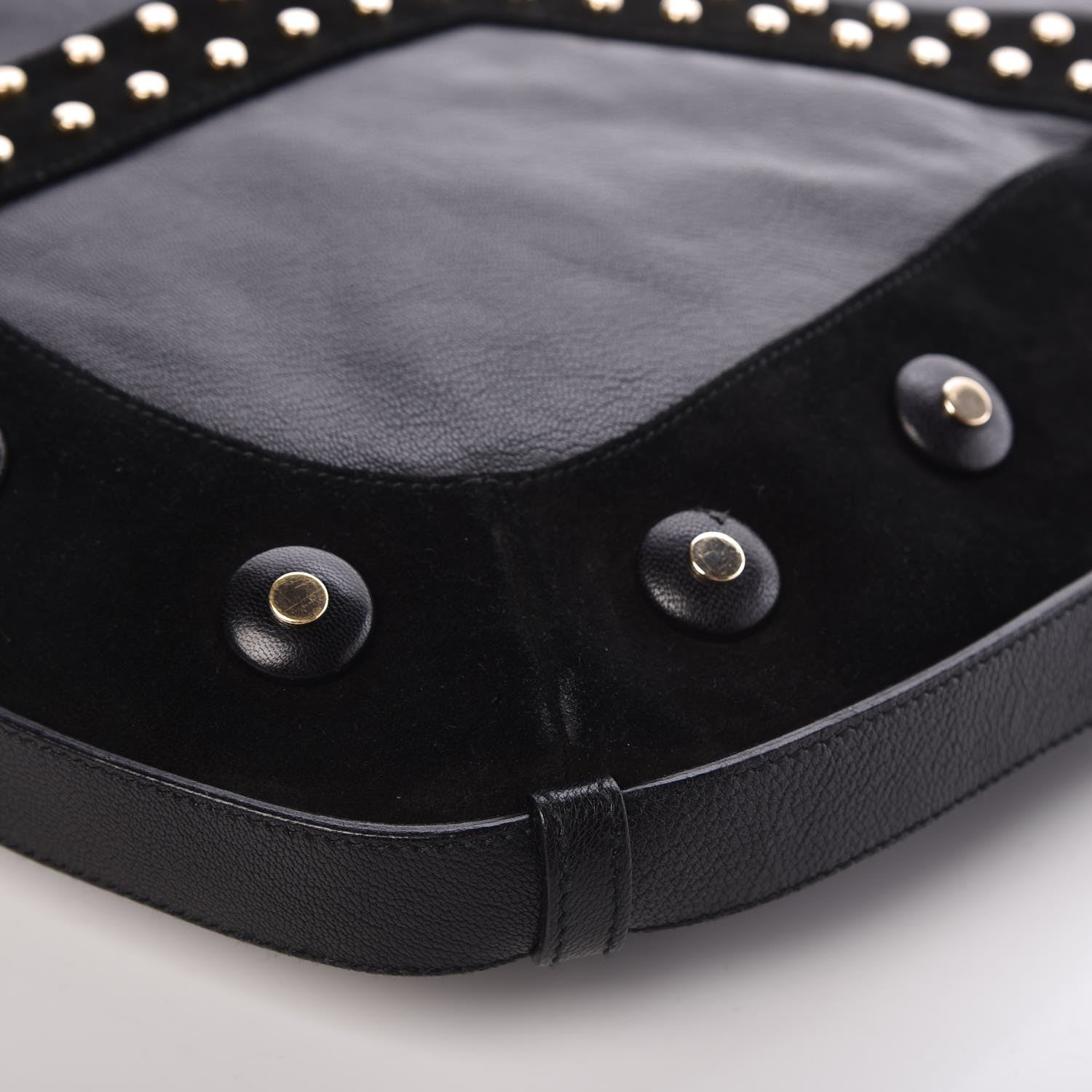 Saint Laurent Suede Studded Y Mombasa Horn Bag Black 10 of 12