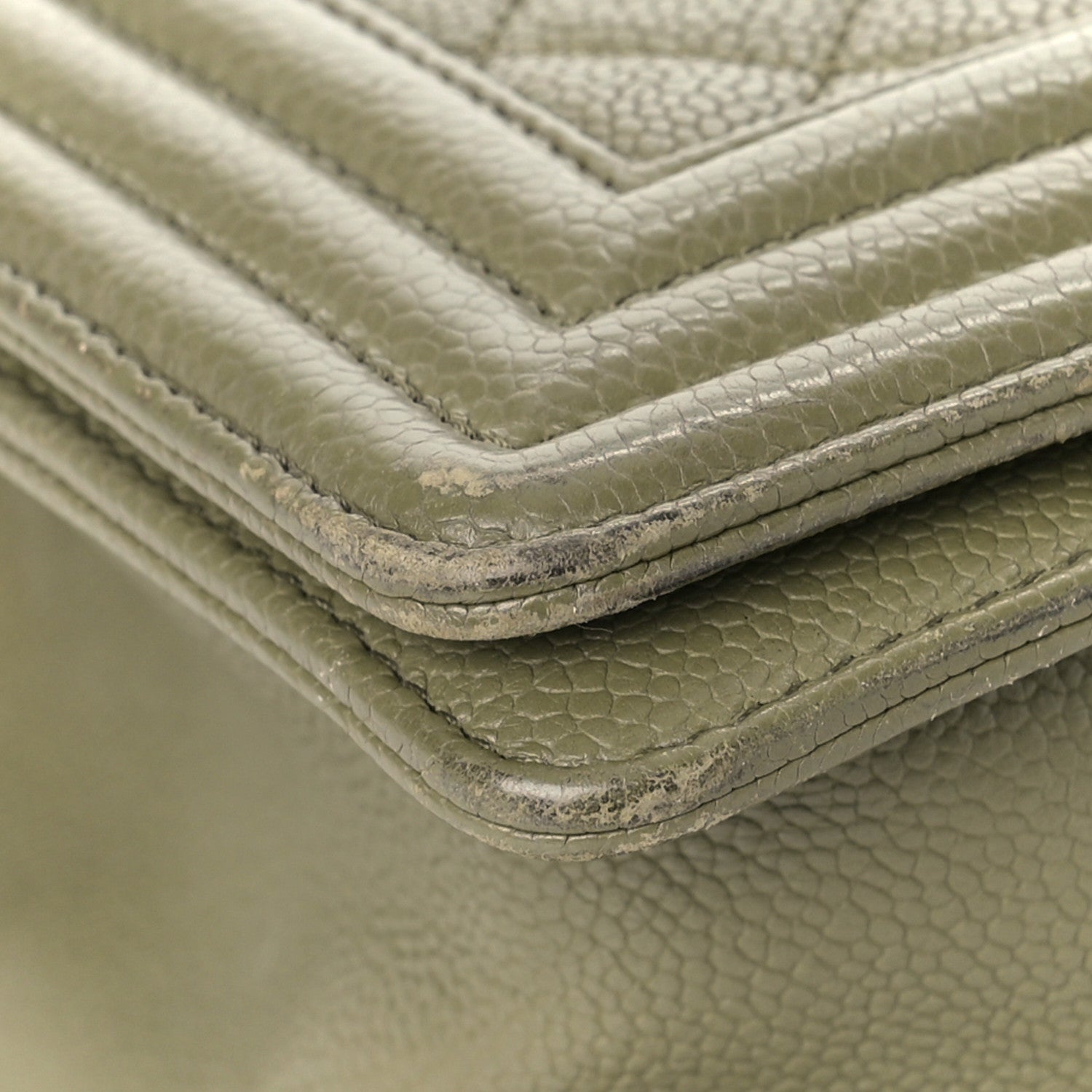 Chanel Caviar Quilted Medium Boy Flap Khaki 8 of 14