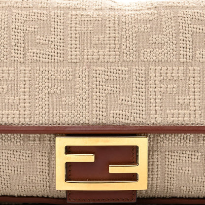 Fendi Sardinian Jacquard Vitello King FF 1974 Embroidered Baguette Corda Praline 8 of 11