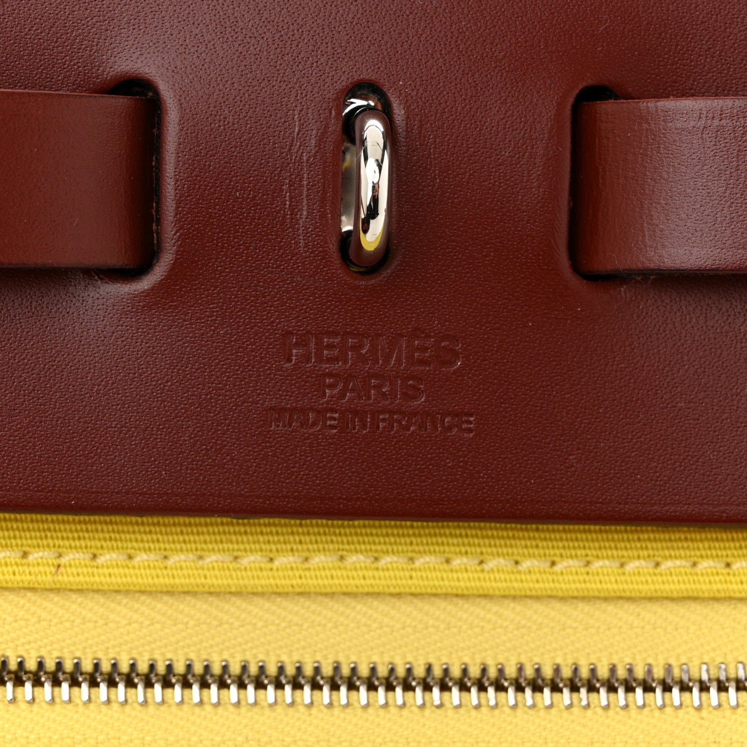 Hermes Vache Hunter Toile Herbag Zip 31 PM Lime Rouge H 7 of 12