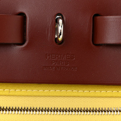 Hermes Vache Hunter Toile Herbag Zip 31 PM Lime Rouge H 7 of 12