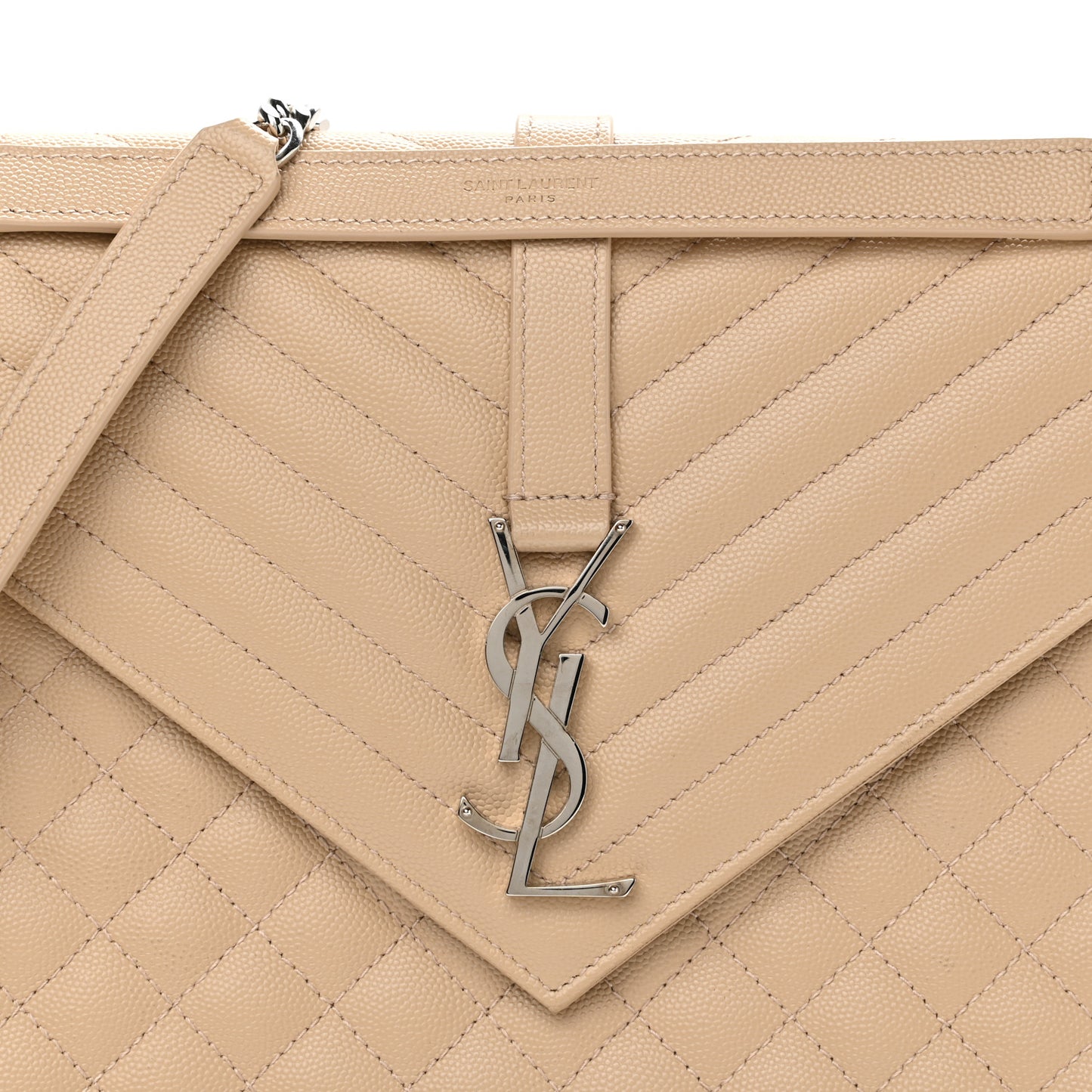 Grain De Poudre Matelasse Chevron Large Monogram Satchel Nude Powder