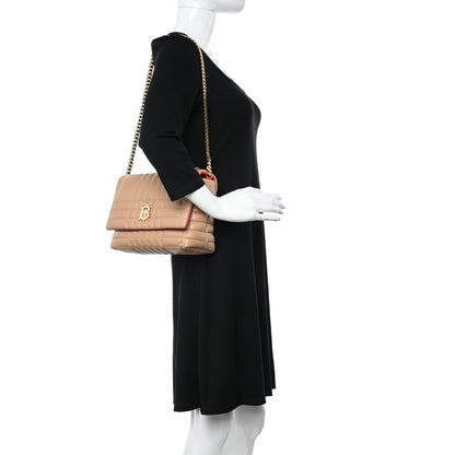 Burberry Lambskin Quilted Lola Small Satchel Cool Beige 2 of 12