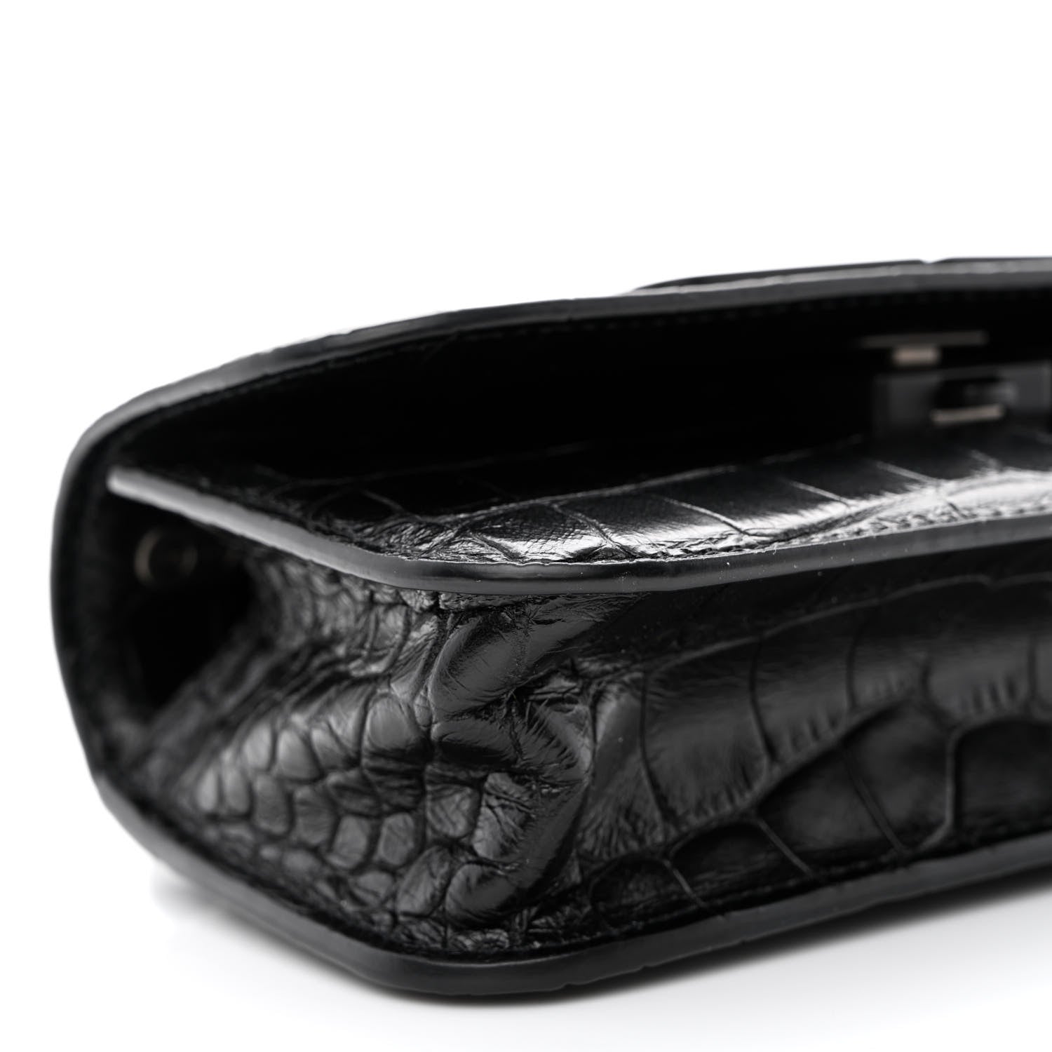 Balenciaga Extra Supple Calfskin Monochrome Crocodile Embossed Gossip Chain Bag XS Black 9 of 10