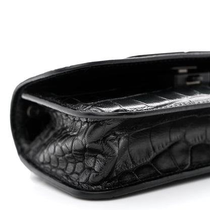 Balenciaga Extra Supple Calfskin Monochrome Crocodile Embossed Gossip Chain Bag XS Black 9 of 10