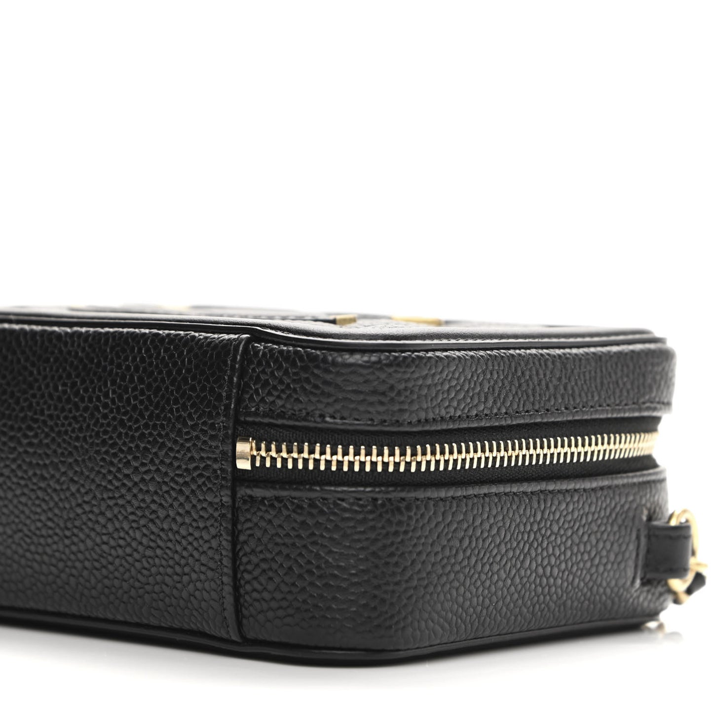 Caviar Quilted CC Filigree Vanity Clutch With Chain Black