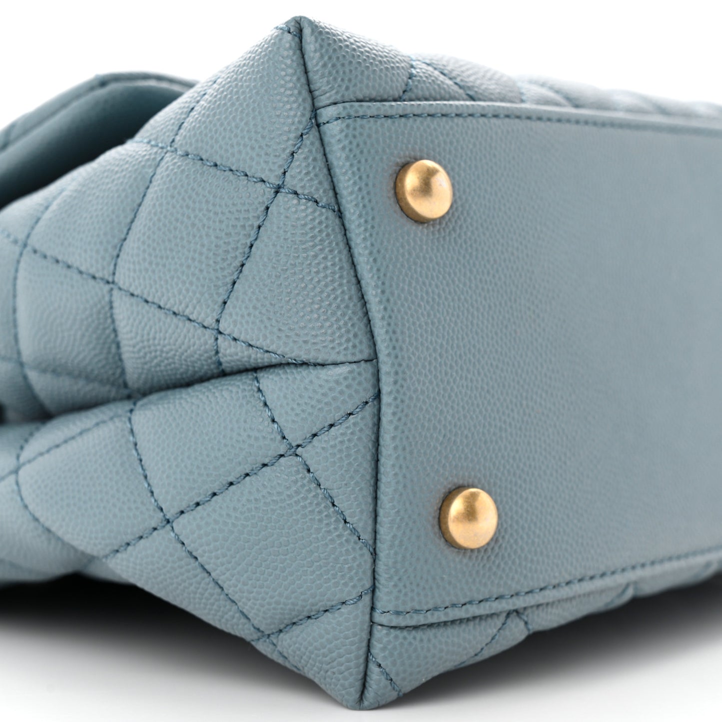 Caviar Quilted Small Coco Handle Flap Light Blue