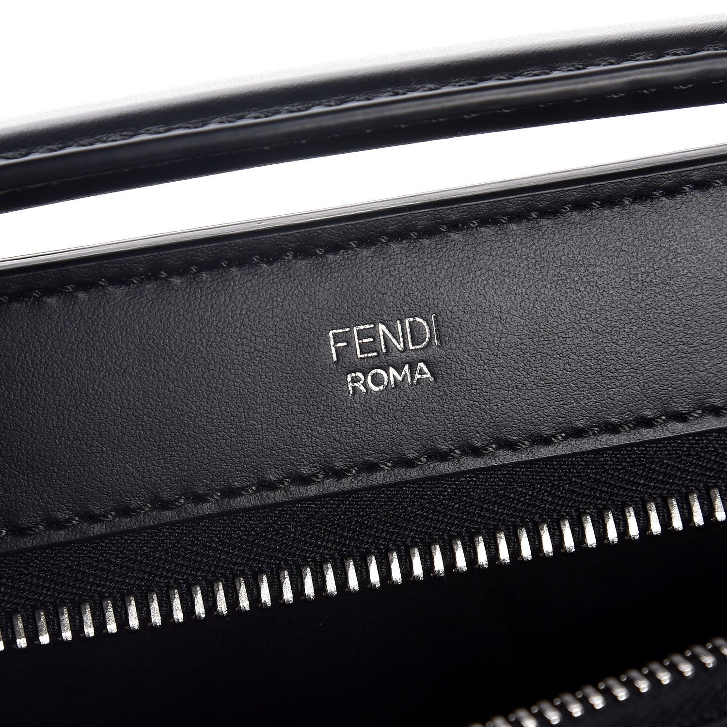 Fendi Vitello Baltico Shiny Nappa Lace Up Floral Small Dotcom Click Chain Satchel Black 7 of 8