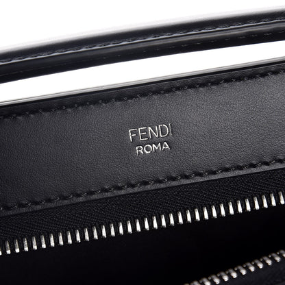 Fendi Vitello Baltico Shiny Nappa Lace Up Floral Small Dotcom Click Chain Satchel Black 7 of 8