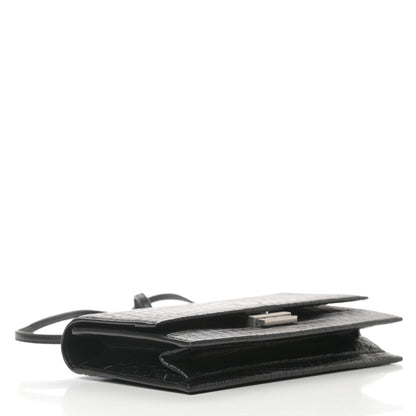 Saint Laurent Calfskin Crocodile Embossed Small Babylone Black 4 of 12