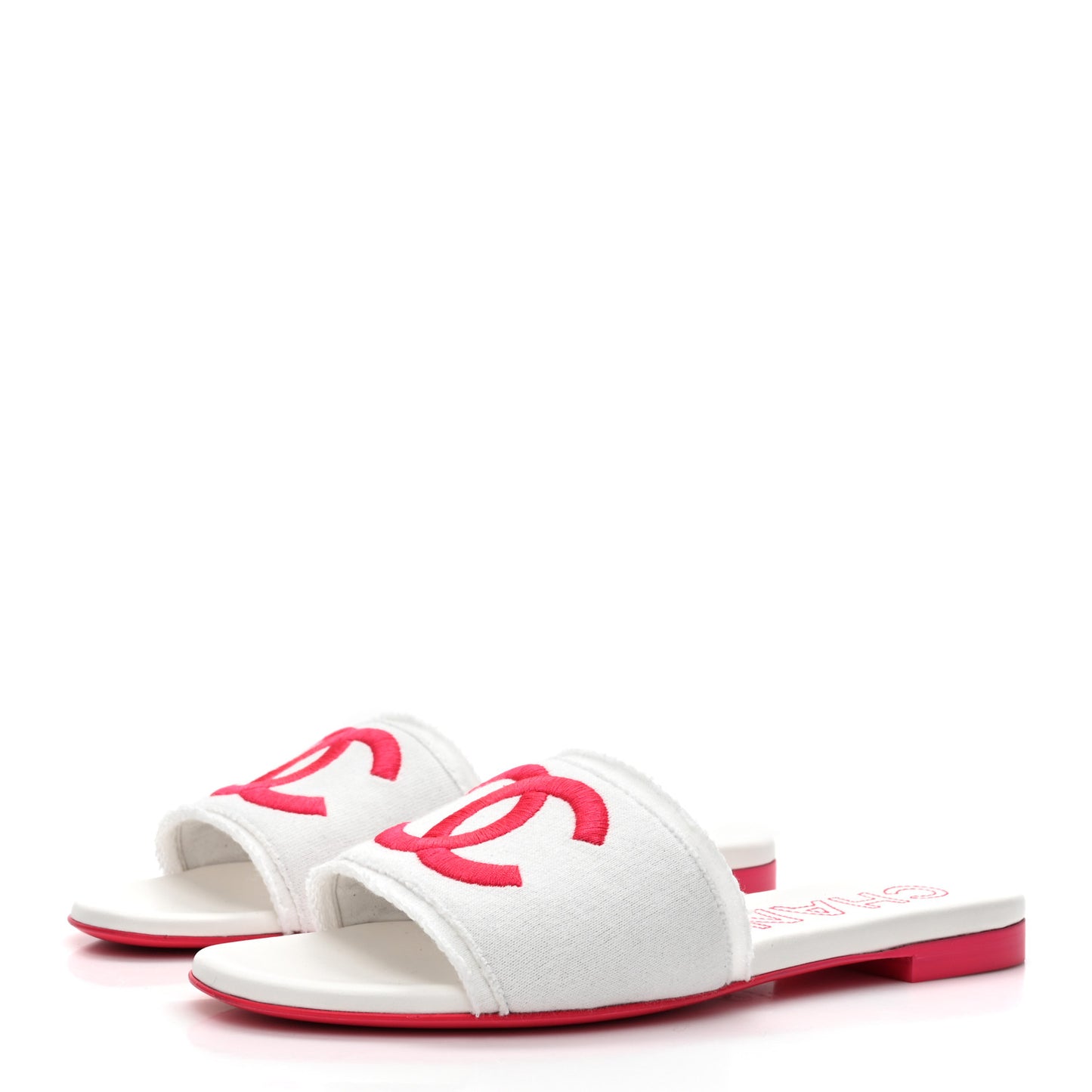 Jersey Knit CC Mules 39 White Fuchsia