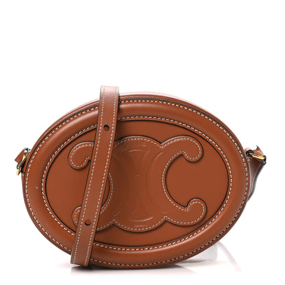 Celine Smooth Calfskin Cuir Small Triomphe Oval Crossbody Purse Tan 7 of 10